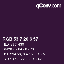 カラーコード: RGB 53.7 20.6 57 | qconv.com