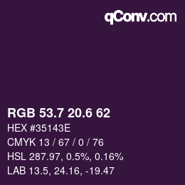 カラーコード: RGB 53.7 20.6 62 | qconv.com