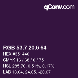 カラーコード: RGB 53.7 20.6 64 | qconv.com