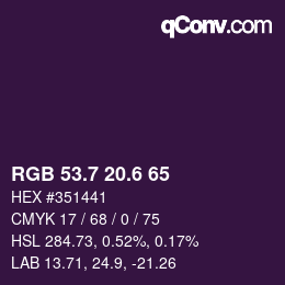 カラーコード: RGB 53.7 20.6 65 | qconv.com
