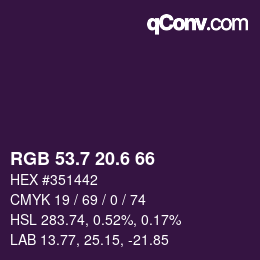 カラーコード: RGB 53.7 20.6 66 | qconv.com