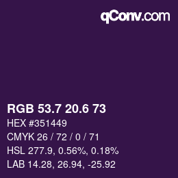 カラーコード: RGB 53.7 20.6 73 | qconv.com