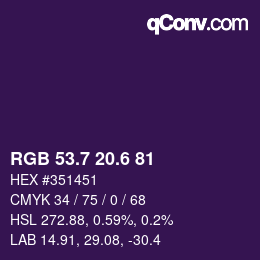 カラーコード: RGB 53.7 20.6 81 | qconv.com