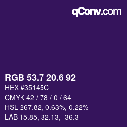 カラーコード: RGB 53.7 20.6 92 | qconv.com