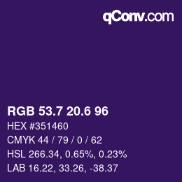 カラーコード: RGB 53.7 20.6 96 | qconv.com