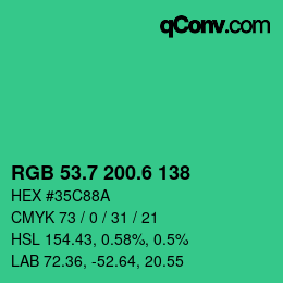 カラーコード: RGB 53.7 200.6 138 | qconv.com