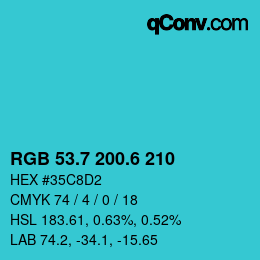 カラーコード: RGB 53.7 200.6 210 | qconv.com