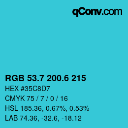 カラーコード: RGB 53.7 200.6 215 | qconv.com