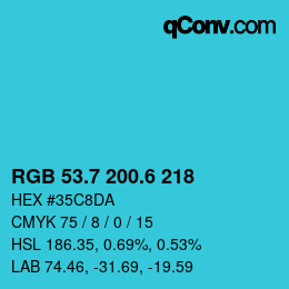カラーコード: RGB 53.7 200.6 218 | qconv.com