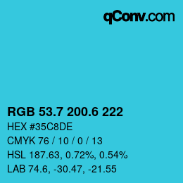カラーコード: RGB 53.7 200.6 222 | qconv.com