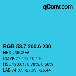 カラーコード: RGB 53.7 200.6 230 | qconv.com