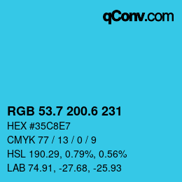 カラーコード: RGB 53.7 200.6 231 | qconv.com