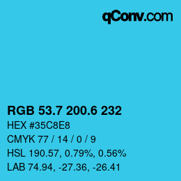 カラーコード: RGB 53.7 200.6 232 | qconv.com