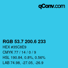 カラーコード: RGB 53.7 200.6 233 | qconv.com