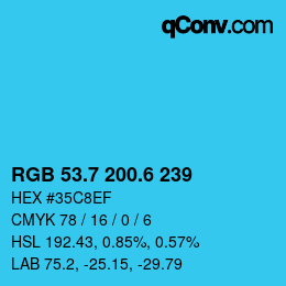 カラーコード: RGB 53.7 200.6 239 | qconv.com