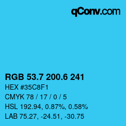 カラーコード: RGB 53.7 200.6 241 | qconv.com