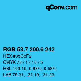カラーコード: RGB 53.7 200.6 242 | qconv.com