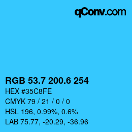 カラーコード: RGB 53.7 200.6 254 | qconv.com