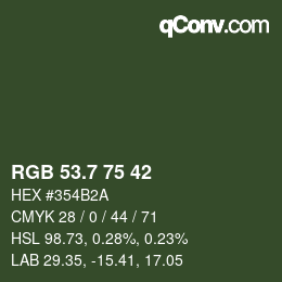 カラーコード: RGB 53.7 75 42 | qconv.com
