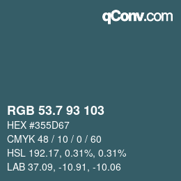 カラーコード: RGB 53.7 93 103 | qconv.com