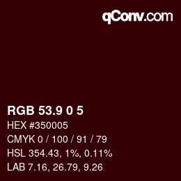 Color code: RGB 53.9 0 5 | qconv.com