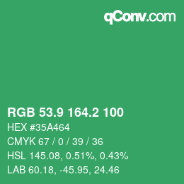 カラーコード: RGB 53.9 164.2 100 | qconv.com