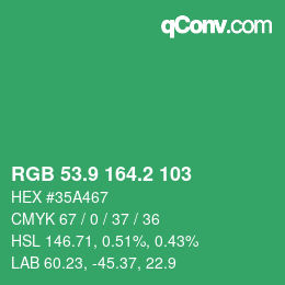 カラーコード: RGB 53.9 164.2 103 | qconv.com