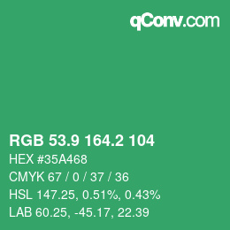 カラーコード: RGB 53.9 164.2 104 | qconv.com