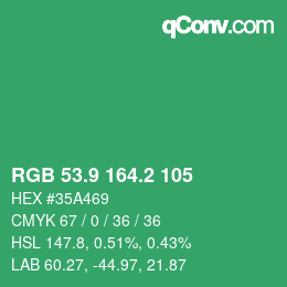 カラーコード: RGB 53.9 164.2 105 | qconv.com