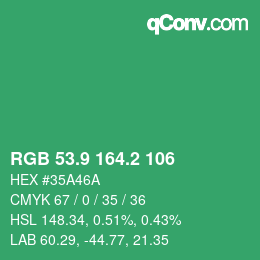 カラーコード: RGB 53.9 164.2 106 | qconv.com