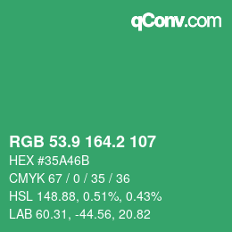 カラーコード: RGB 53.9 164.2 107 | qconv.com