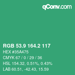 カラーコード: RGB 53.9 164.2 117 | qconv.com