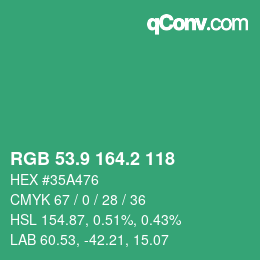カラーコード: RGB 53.9 164.2 118 | qconv.com