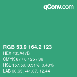 カラーコード: RGB 53.9 164.2 123 | qconv.com