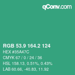 カラーコード: RGB 53.9 164.2 124 | qconv.com