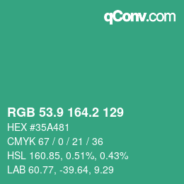 カラーコード: RGB 53.9 164.2 129 | qconv.com