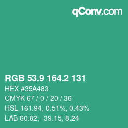 カラーコード: RGB 53.9 164.2 131 | qconv.com