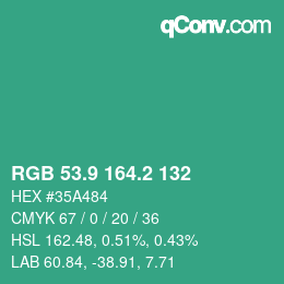 カラーコード: RGB 53.9 164.2 132 | qconv.com
