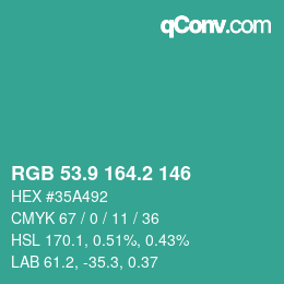 カラーコード: RGB 53.9 164.2 146 | qconv.com