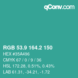 カラーコード: RGB 53.9 164.2 150 | qconv.com