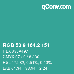カラーコード: RGB 53.9 164.2 151 | qconv.com
