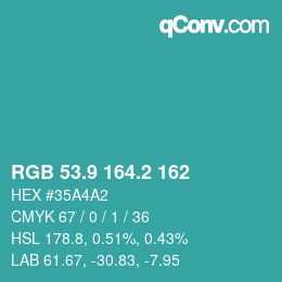 カラーコード: RGB 53.9 164.2 162 | qconv.com