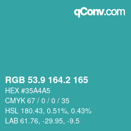 Color code: RGB 53.9 164.2 165 | qconv.com