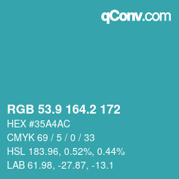 カラーコード: RGB 53.9 164.2 172 | qconv.com