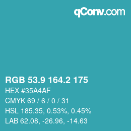 Color code: RGB 53.9 164.2 175 | qconv.com