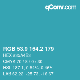 Color code: RGB 53.9 164.2 179 | qconv.com