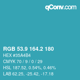 Color code: RGB 53.9 164.2 180 | qconv.com