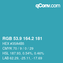 カラーコード: RGB 53.9 164.2 181 | qconv.com