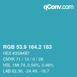 カラーコード: RGB 53.9 164.2 183 | qconv.com