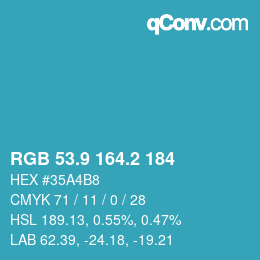 カラーコード: RGB 53.9 164.2 184 | qconv.com